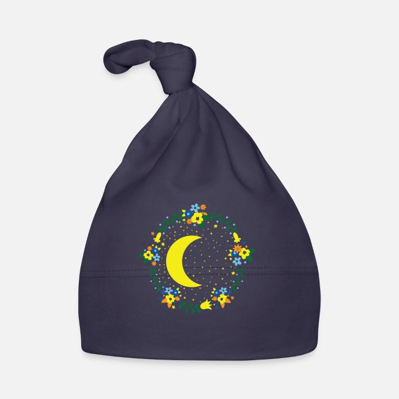 Moon with flowers, night sky, outer space Organic Baby Cap