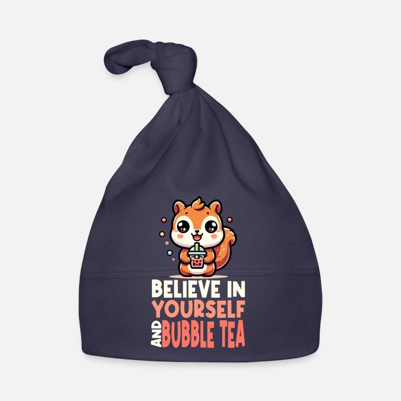 Kawaii Squirrel Bubble Tea Believe In Yourself Organic Baby Cap