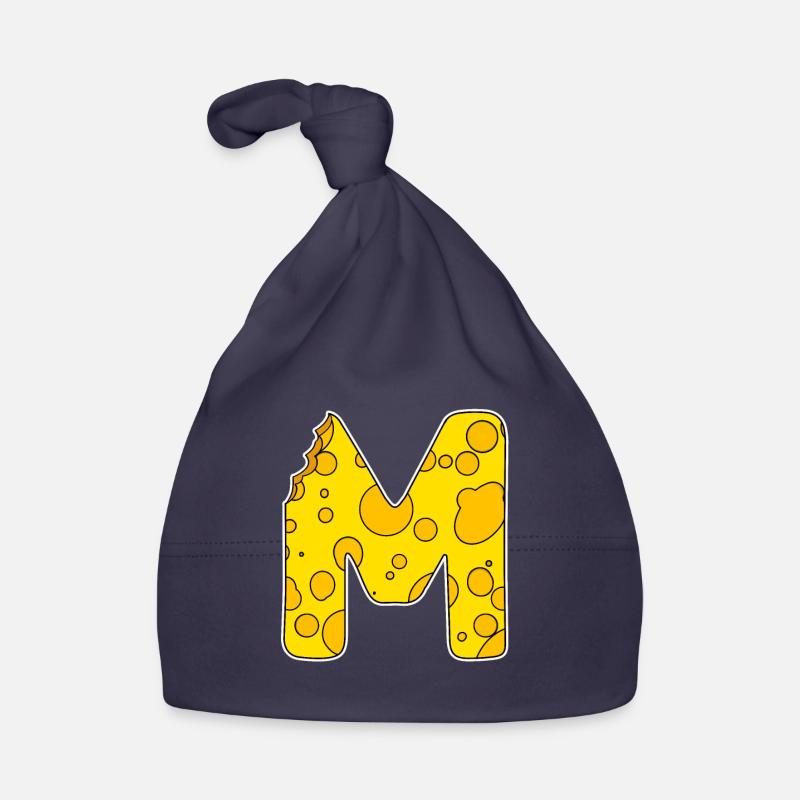 Letter M - Initial Letter M - Cheese Motif Organic Baby Cap
