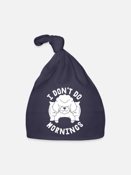 Caniche Drôle Je Ne Fais Pas De Matins - Bonnet bio Bébé - marine - Devant