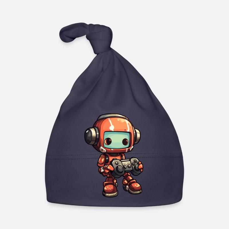 Cute Robot Player Funny Gaming Robot Organic Baby Cap
