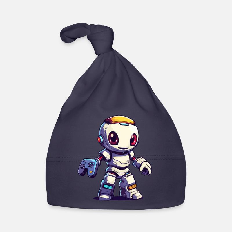 Cute Robot Player Funny Gaming Robot Organic Baby Cap