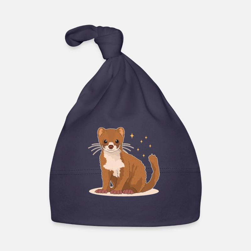 belette souris belette petite belette cadeau - Bonnet bio Bébé - marine
