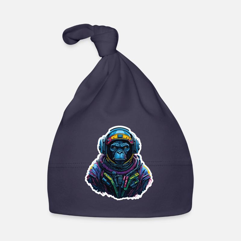 Gorille Astronaute Neon - Bonnet bio Bébé - marine