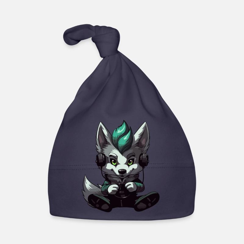 Cute Wolf Player Gaming Wolf Lover Organic Baby Cap