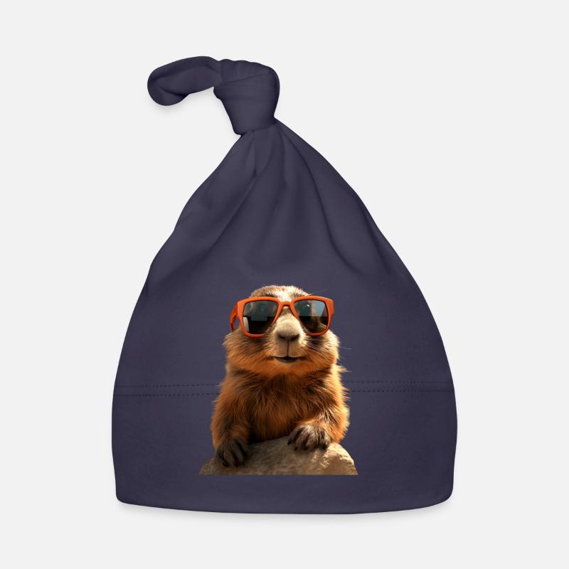 Marmot with sunglasses Rodent Ground Squirrel Organic Baby Cap