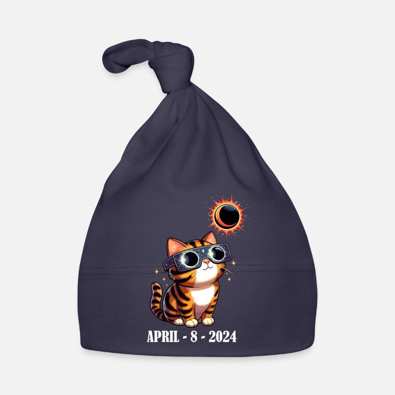 Solar Eclipse Cat April America Moon Funny Organic Baby Cap
