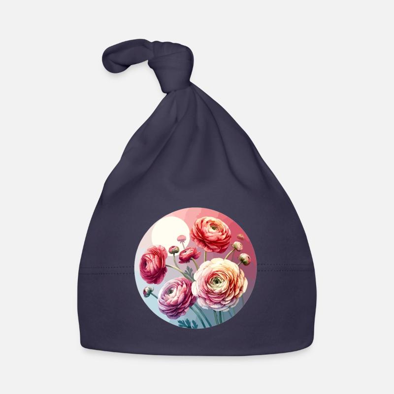 Ranunculus drawn Organic Baby Cap