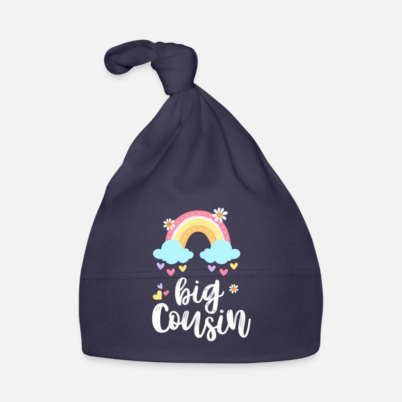 Ich werde Große Cousine 2025 Mädchen Regenbogen Baby Bio-Mütze