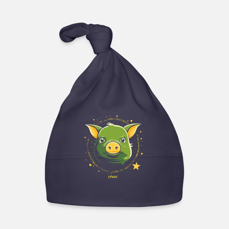 Cochon d'espace vert mignon Bonnet bio Bébé