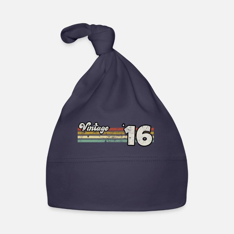Rétro Anniversaire Né En 2016 Slogan Phrase Citation Bonnet bio Bébé