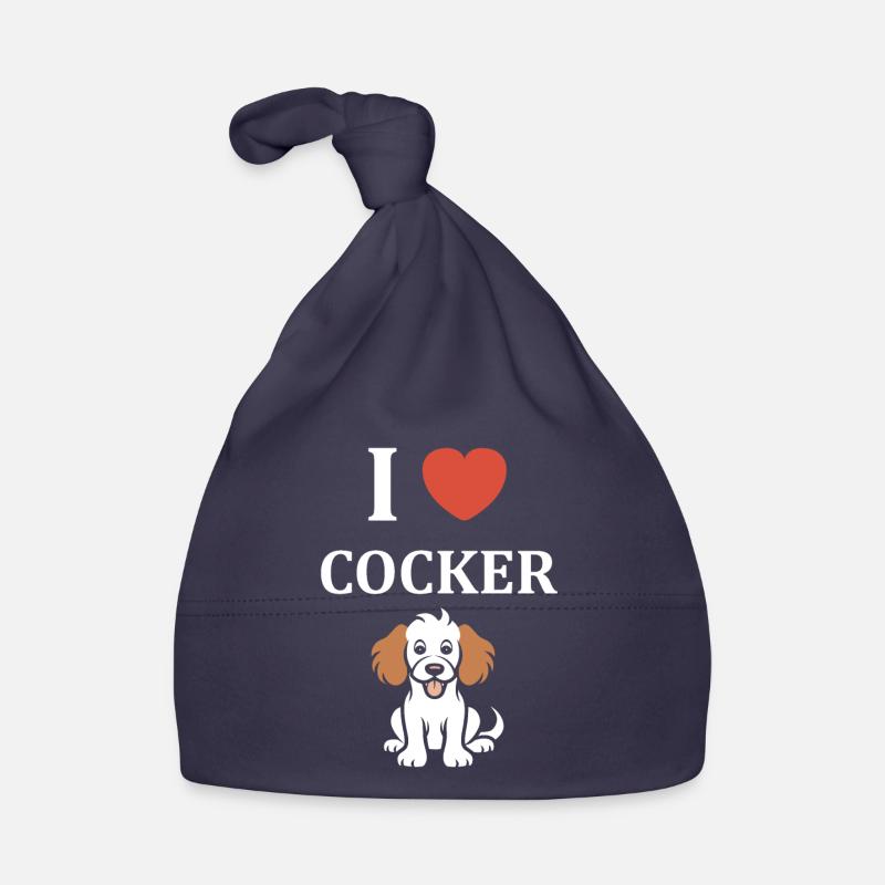 Humour Chien cocker - Bonnet bio Bébé - marine
