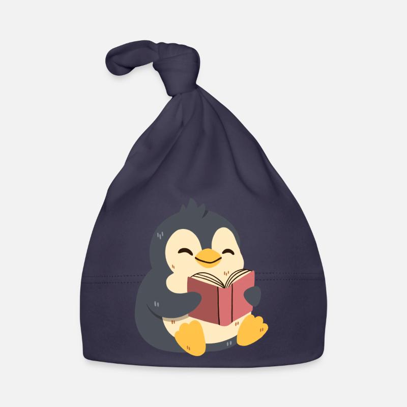 Penguin reading a book Organic Baby Cap
