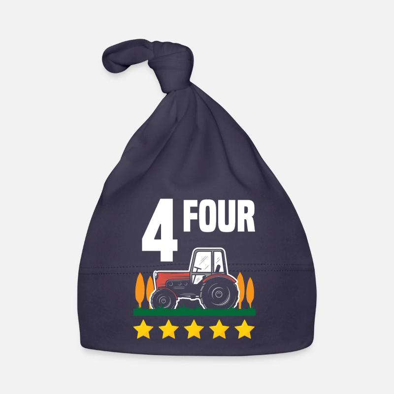 4. Geburtstag Traktor 4 Jahre Geburtstagsshirt - Baby Bio-Mütze - Navy