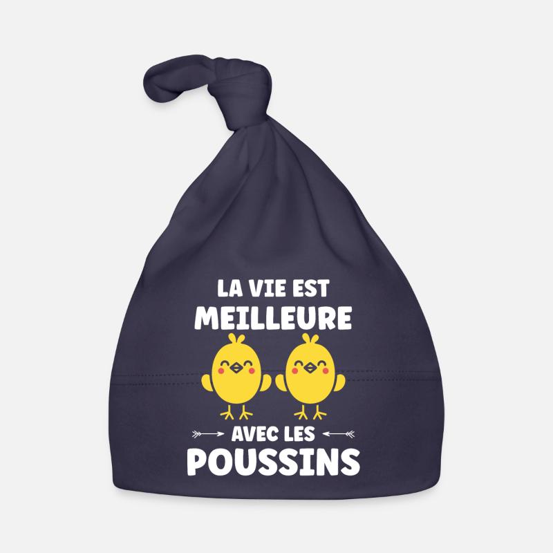 Humour petit poussin - Bonnet bio Bébé - marine