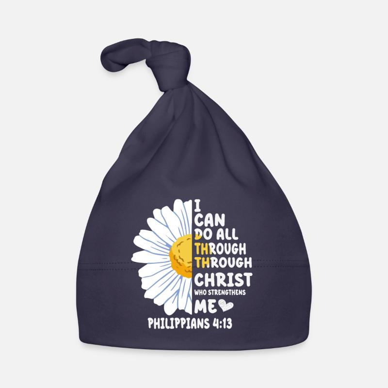I Can Do All Things Through Christ Daisy Flower Organic Baby Cap