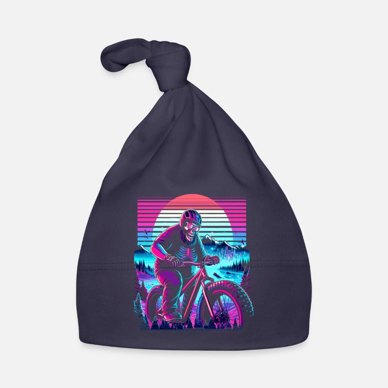 Synthwave Skeleton Biker Fatbike Retro Sunset Organic Baby Cap