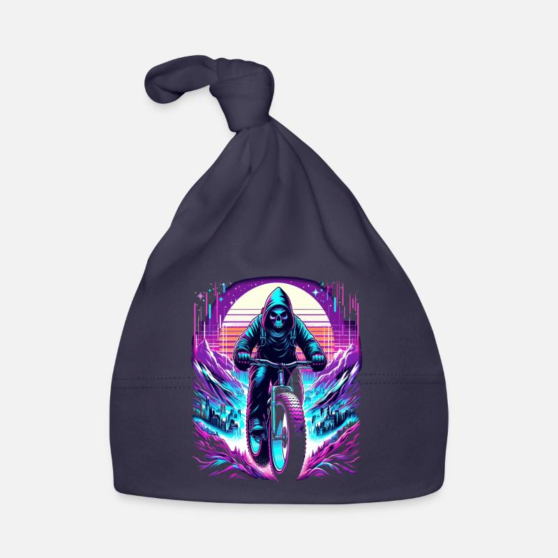 Skeleton Fatbiker Synthwave Retro Bicycle Rider Organic Baby Cap