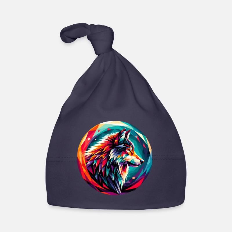 Wolf in polygon representation - Organic Baby Cap - navy