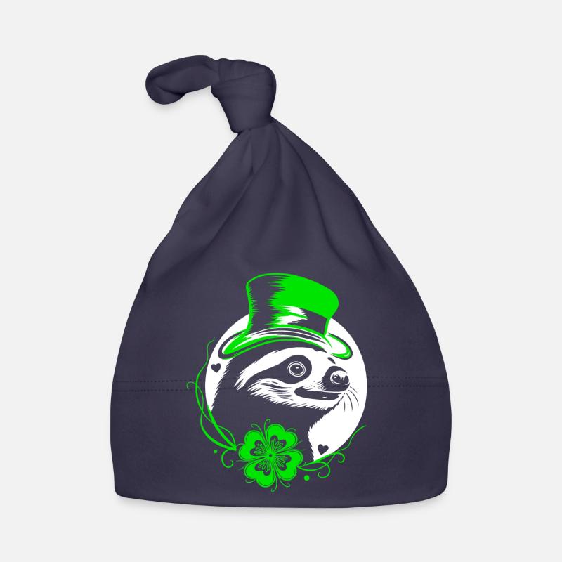 Paresseux de la Saint-Patrick avec trèfle et chapeau Bonnet bio Bébé