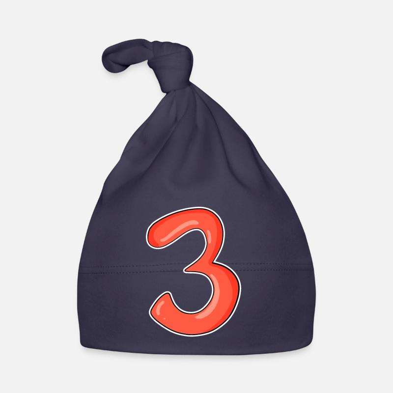 Three - 3 - Number 3 - Number 3 Organic Baby Cap