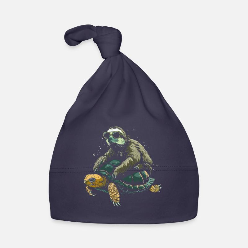 Faultier Schildkröte Lustig Geschenk Baby Bio-Mütze