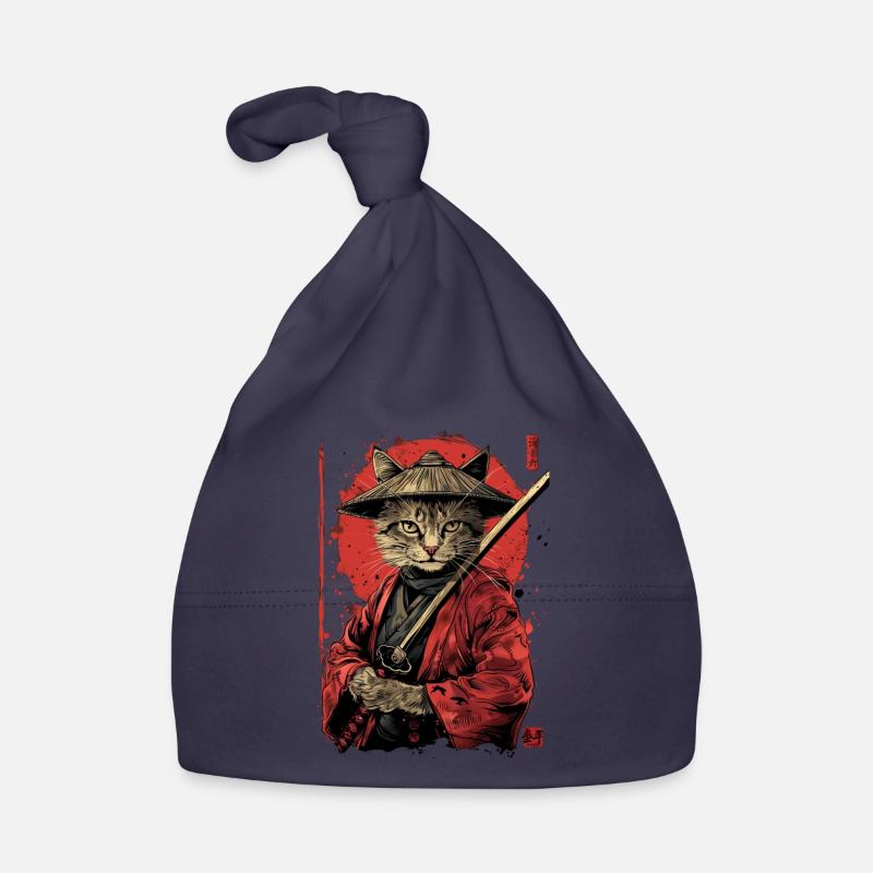 Cat Samurai Funny Gift Organic Baby Cap
