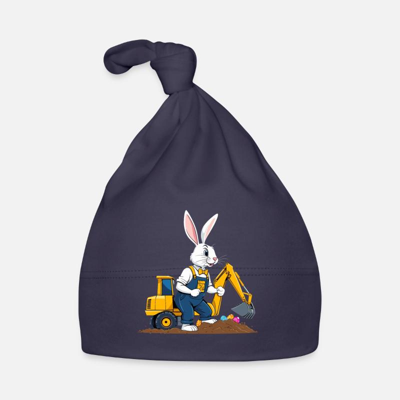 Easter Bunny Excavator Driver Easter Eggs Digging Funny Organic Baby Cap
