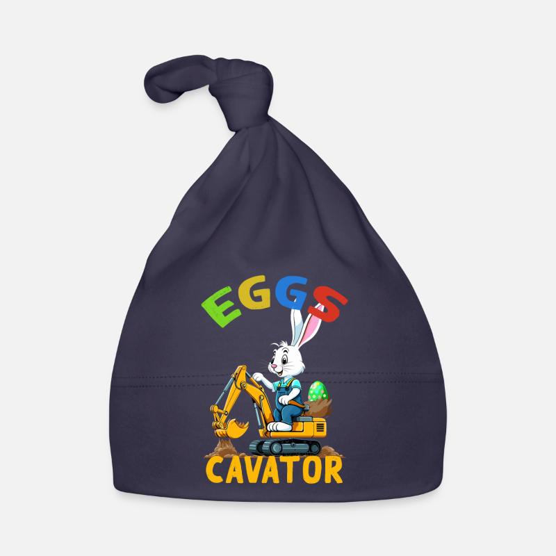 Funny Easter Saying Easter Bunny Excavator Driver Organic Baby Cap