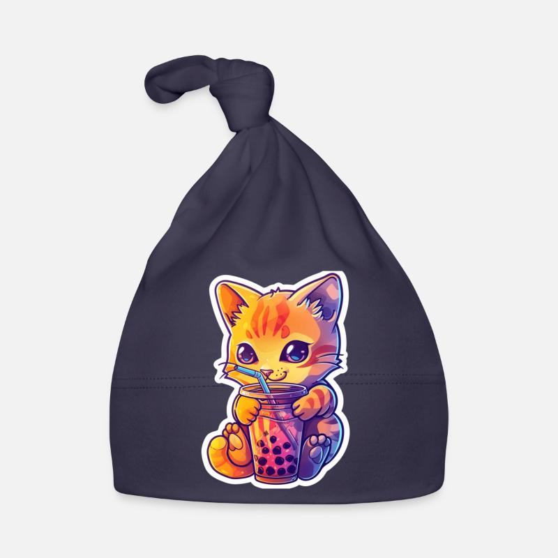 Bubble Tea Getränk Lover Kitten Drink Bande dessinée Bonnet bio Bébé