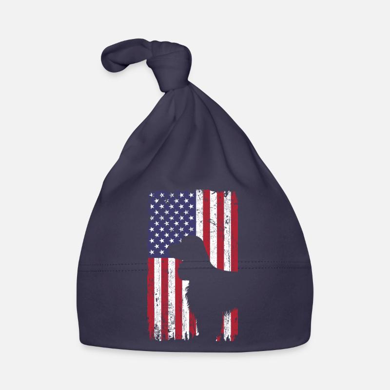 Cocker Spaniel Hund mit USA Flagge Baby Bio-Mütze