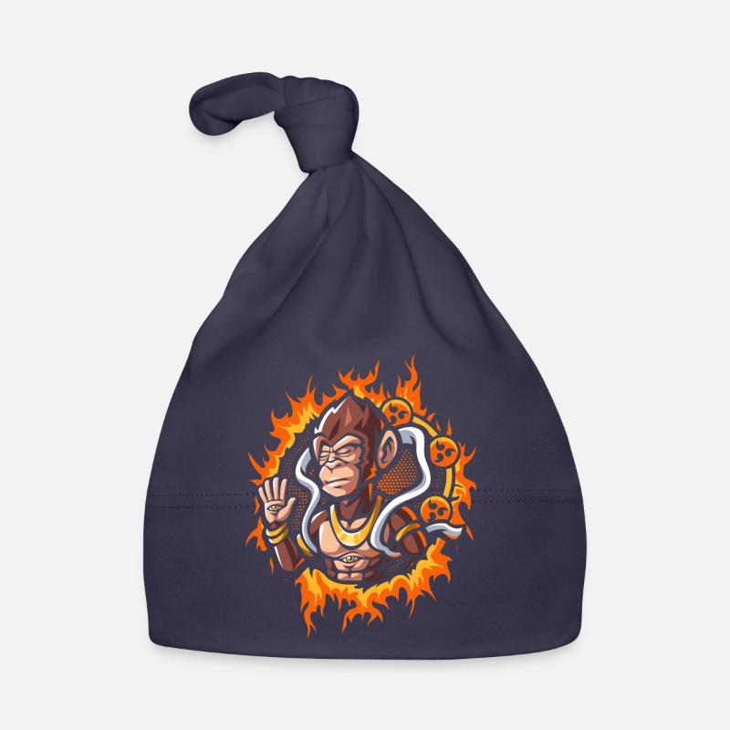 Divine Monkey with Halftone Fire Background Organic Baby Cap