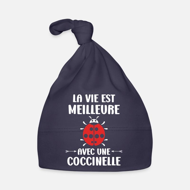 amour Coccinelle - Bonnet bio Bébé - marine