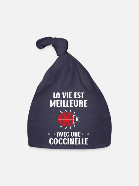 amour Coccinelle - Bonnet bio Bébé - marine - Devant