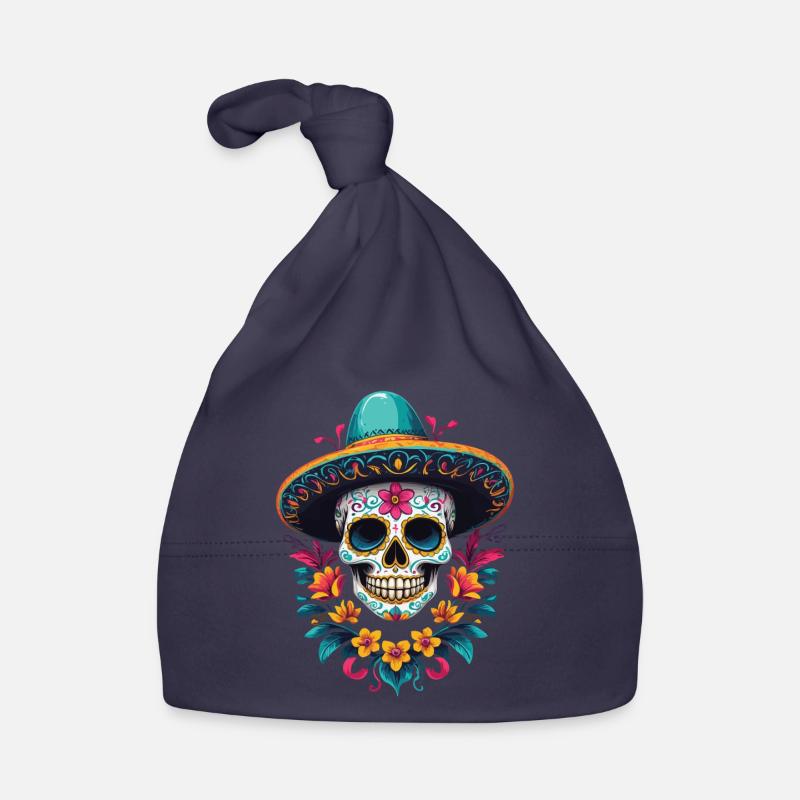 Iconic Sugar Skull Mexican Holiday Organic Baby Cap