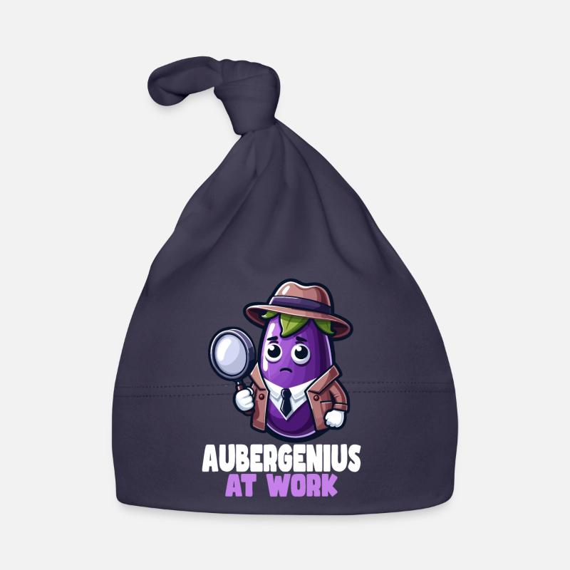 Aubergenius At Work Funny Word Game Organic Baby Cap
