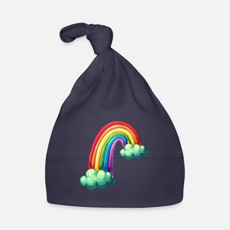 Arc-en-ciel coloré avec dessin de nuages Bonnet bio Bébé