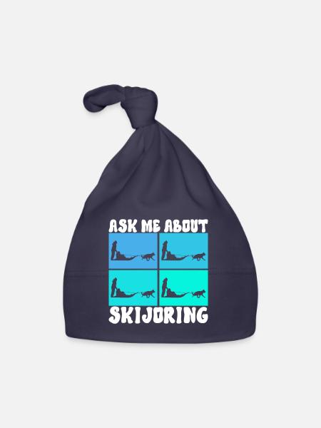 Sledding Sled dogs - Organic Baby Cap - navy - Front