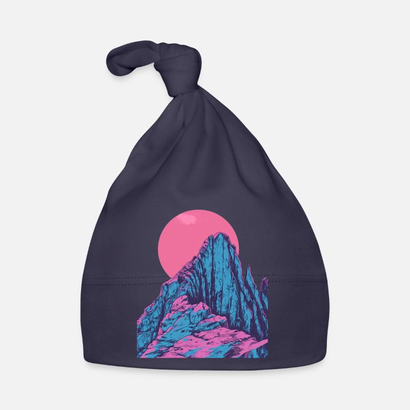 Pink moon over mystical mountains Organic Baby Cap