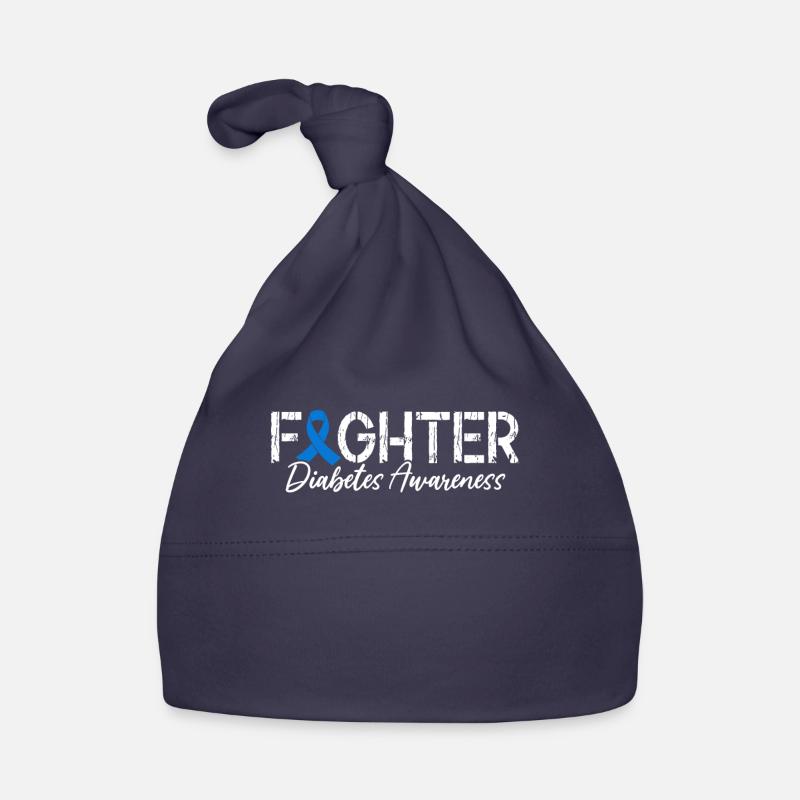 Fighter T1D Warrior Blue Ribbon Useless Pancreas Organic Baby Cap