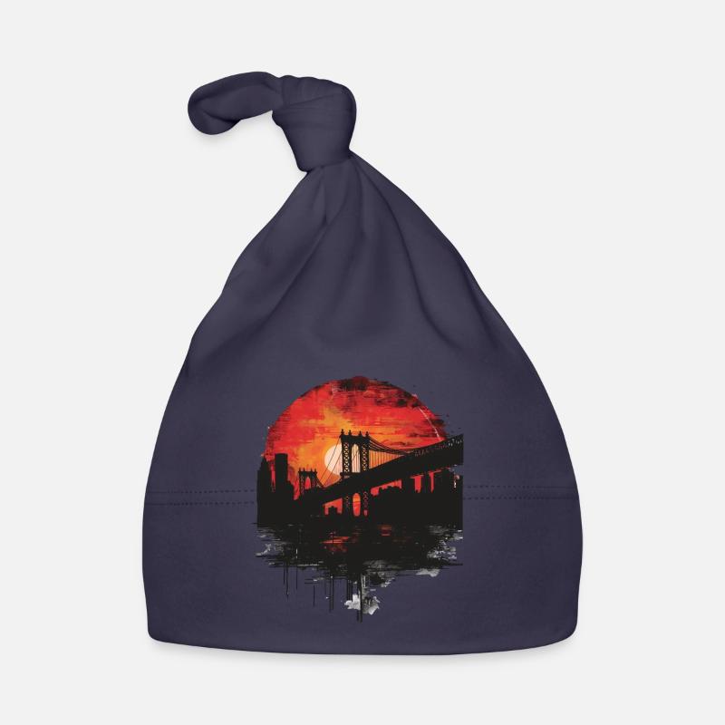 Sunset Brooklyn Bridge Scenery Organic Baby Cap