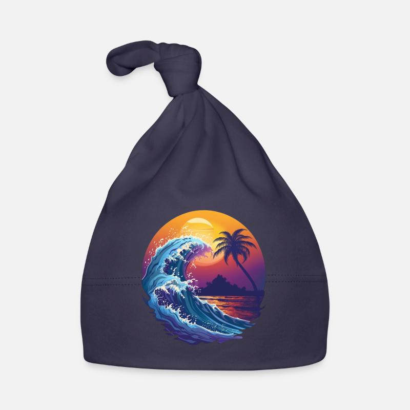 Ocean Sea Wave Sunset Background Organic Baby Cap