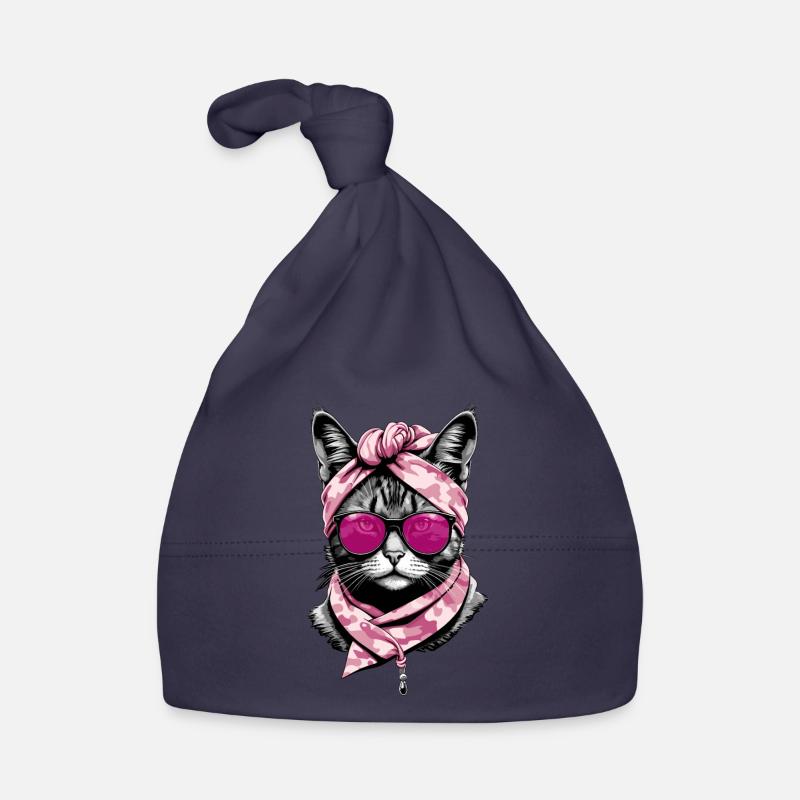 Mignon Chat Maman Chat Amant Élégant Bonnet bio Bébé