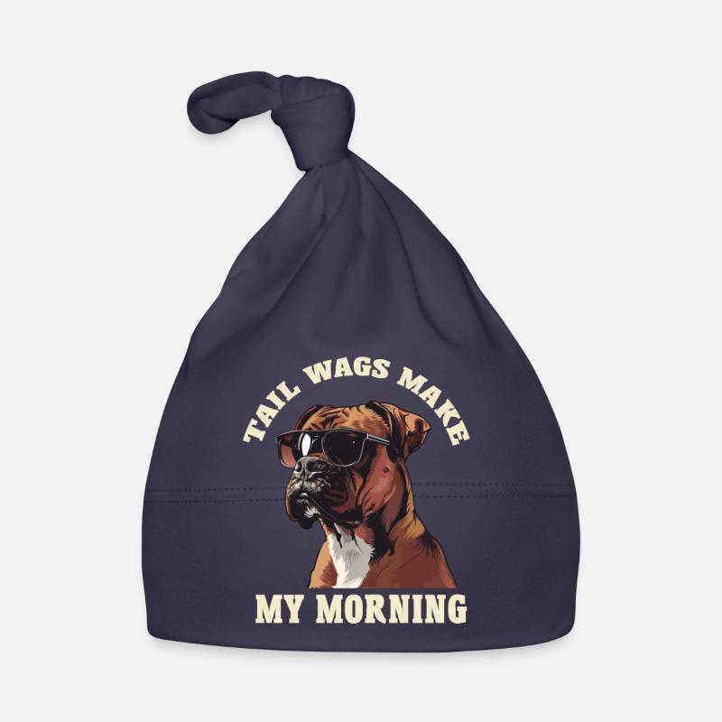 German Boxer TAIL WAGS MAKE MY MORNING Funny Organic Baby Cap