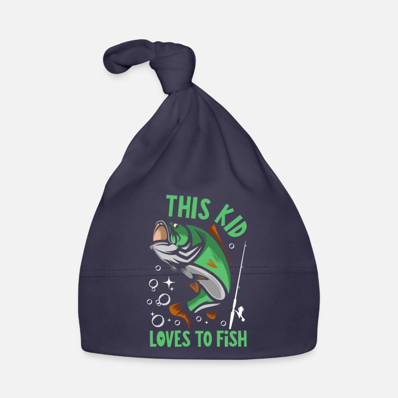 Cet enfant adore pêcher - Bonnet bio Bébé - marine