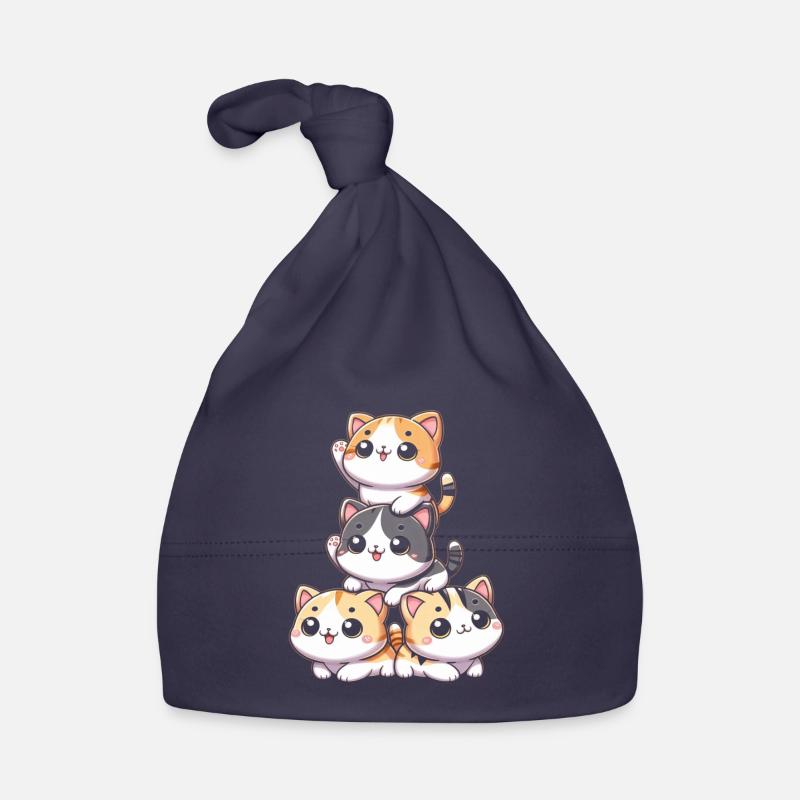Stack of Kitty Cats Stack Kawaii Meowtain Anime Organic Baby Cap