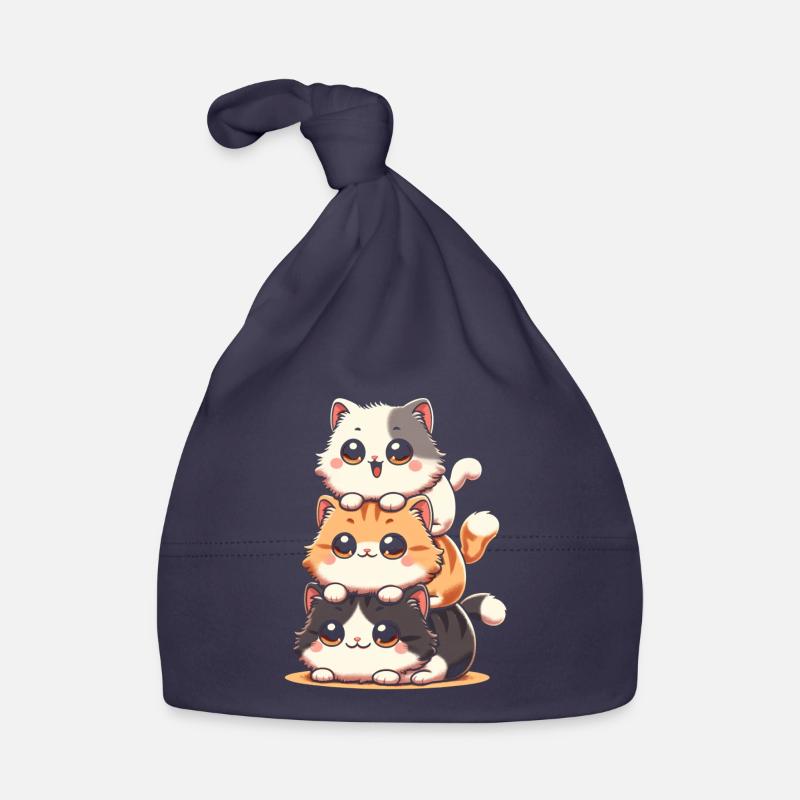 Stack of Kitty Cats Stack Kawaii Meowtain Anime Organic Baby Cap