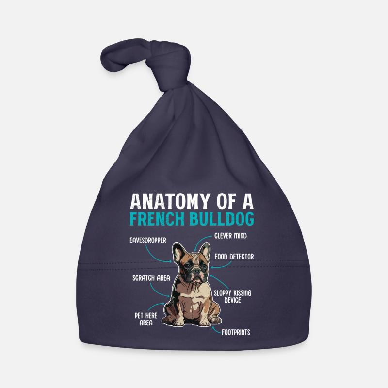 Anatomie d’un bouledogue français - Bonnet bio Bébé - marine