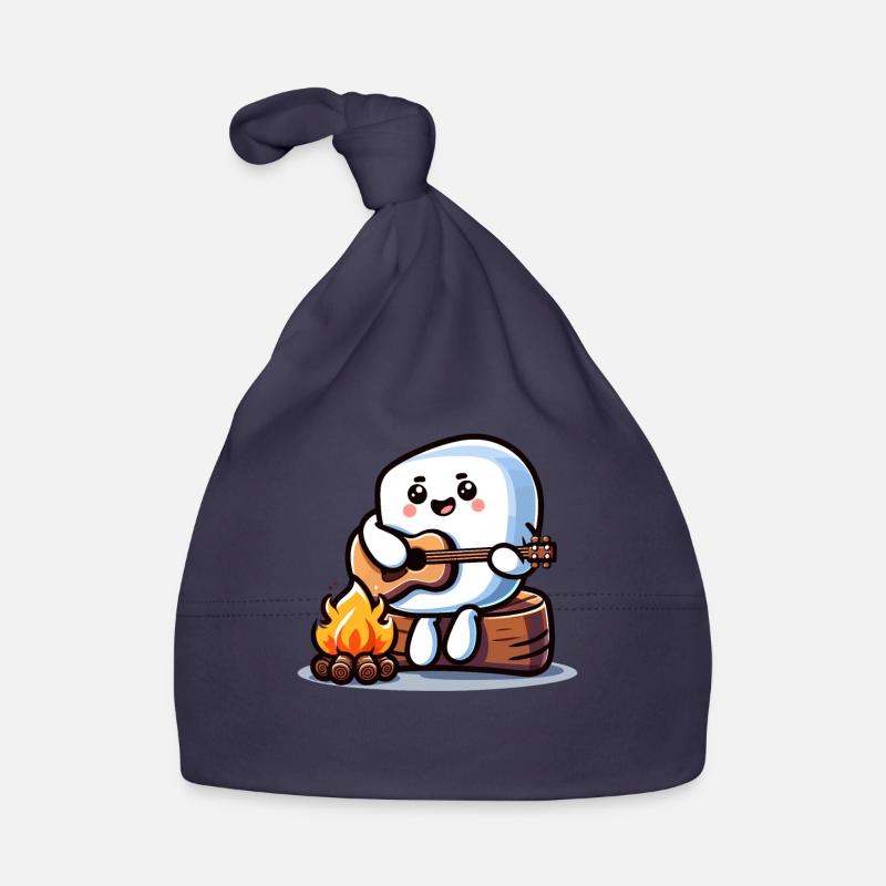 Lagerfeuer Abend Mit Niedlichem Marshmallow Baby Bio-Mütze