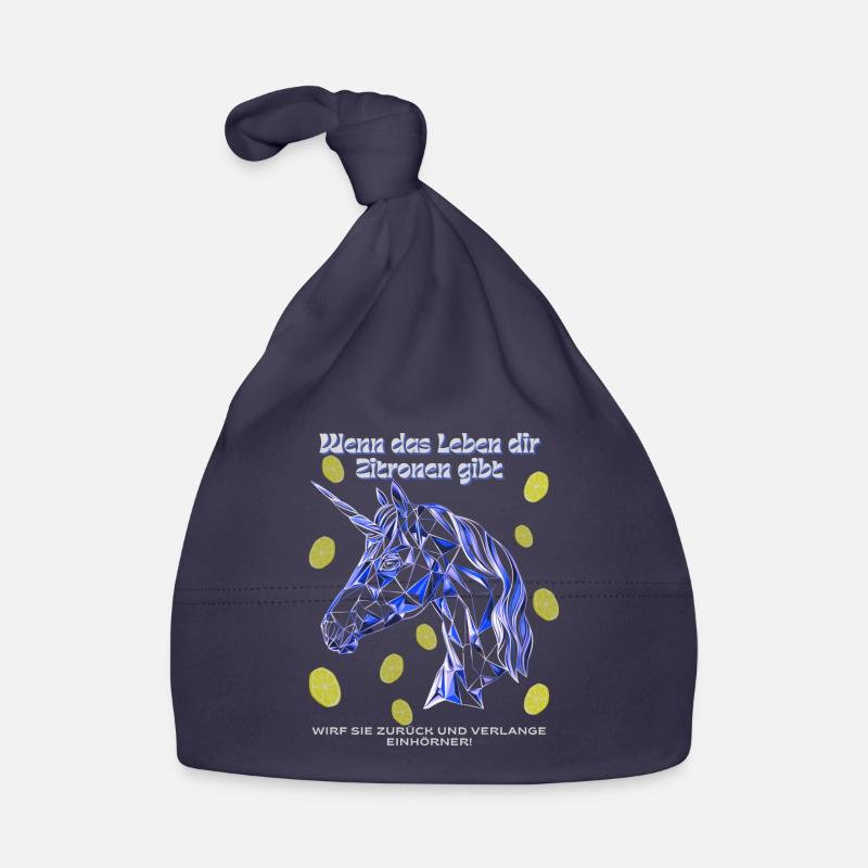 Licorne citron - Bonnet bio Bébé - marine